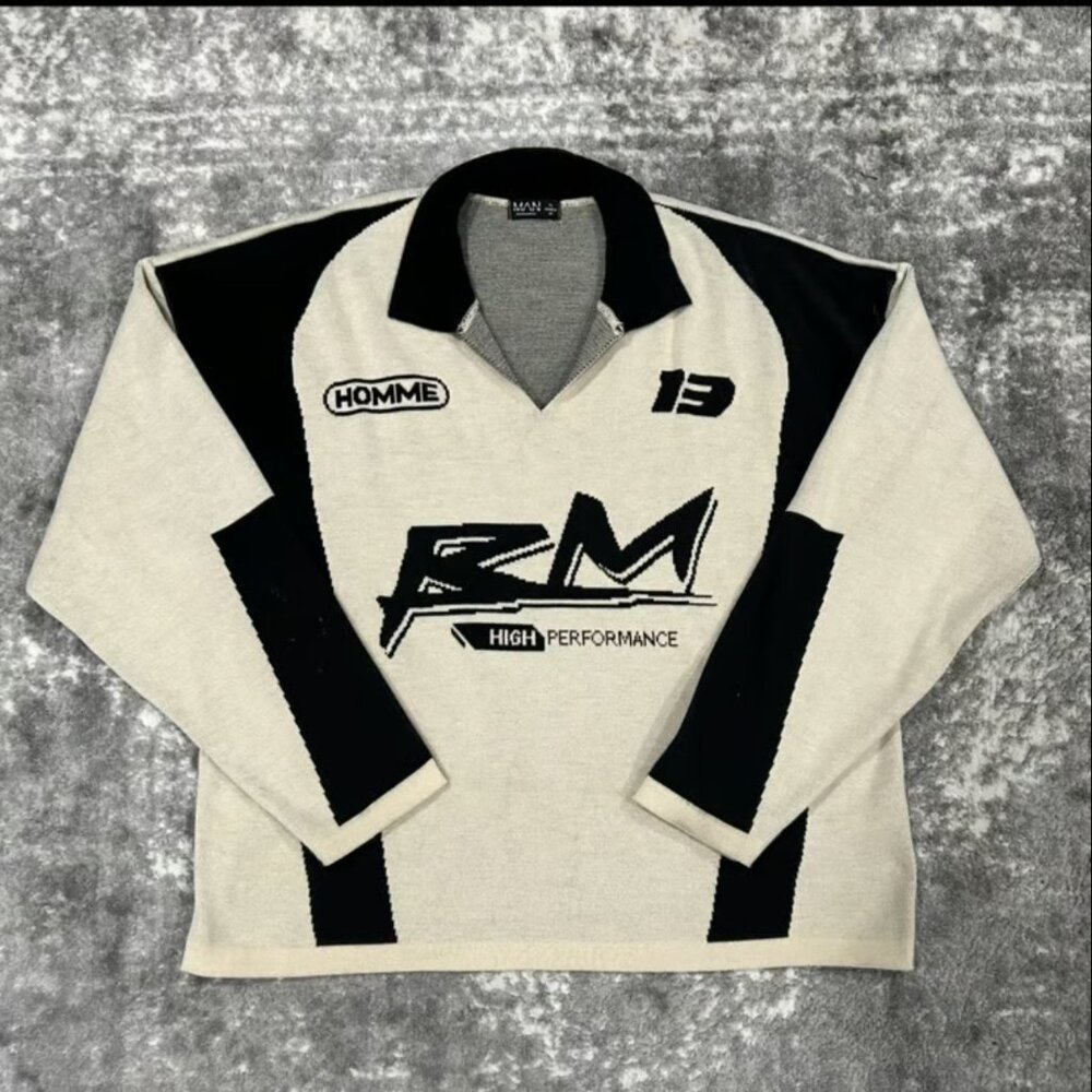 Beige Black Men’s BM 13 Homme Cotton Knit Dress Sweater